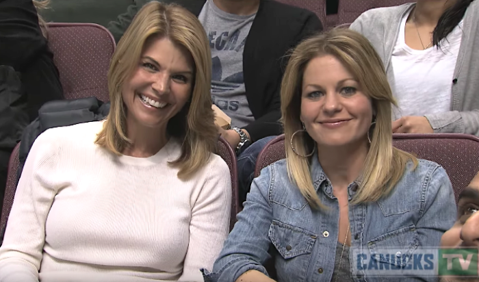 Candace Cameron Bure and Lori Loughlin in attendance a Canucks vs Red Wings game, Apr 20, 2013.