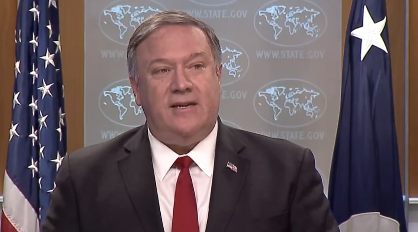 Secretary of State Mike Pompeo at a press conference on Tuesday, March 26, 2019.