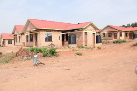 A child walks in a "model village" built by the Rwandan government in the town of Kabusanza in the Huye Province of Southern Rwanda in February 2019. 