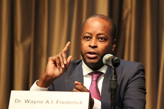 President of Howard University Dr. Wayne Frederick speaks at the National Action Network convention in New York City on Friday April 5, 2019.