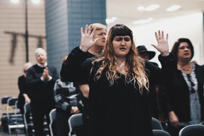 Credit : Attendees pray and ask repentance for abortion during the Day of Mourning event in Richmond, Virginia on Saturday, April 6, 2019. 