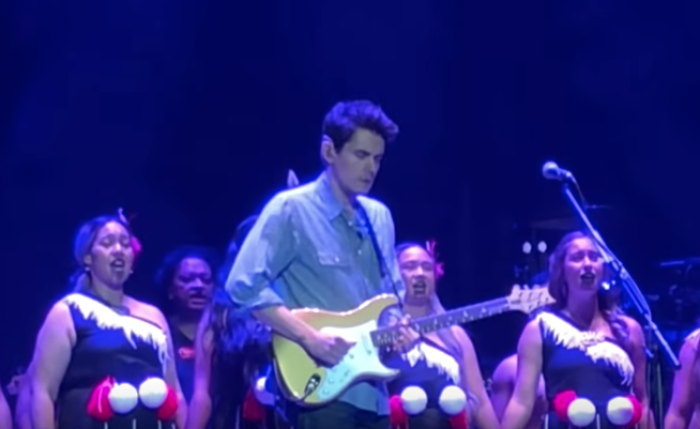 John Mayer opens his 2019 world tour with a tribute to the people of New Zealand, March 23, 2019. 