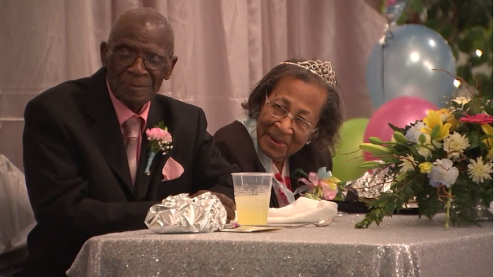 Willie Williams, 100 (R) and her husband Daniel W. Williams (L) have been married for 82 years.