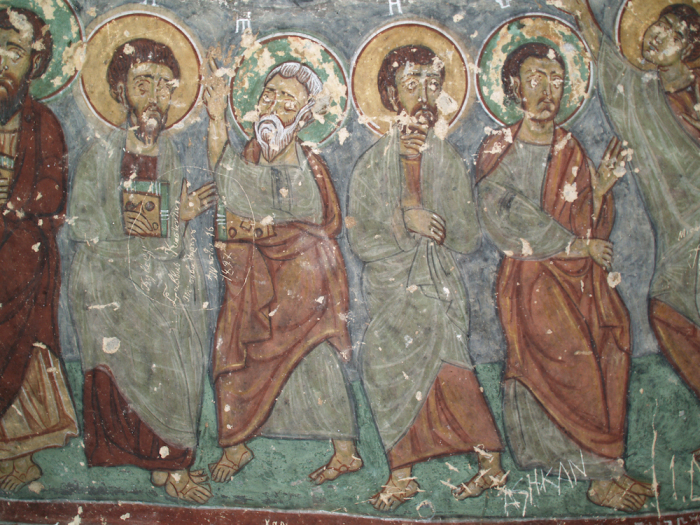 Mural of the apostles in Saint George cave church in Ihlara valley, Cappadocia, Turkey