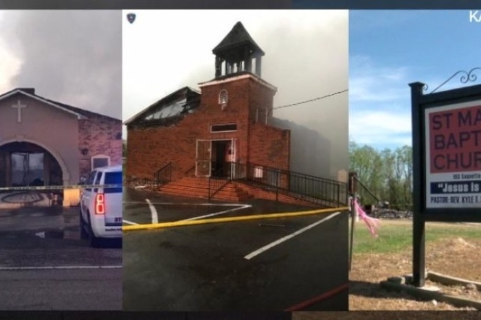 A collage of the three historically black churches in Louisiana that were burnt to the ground between March and April 2019.