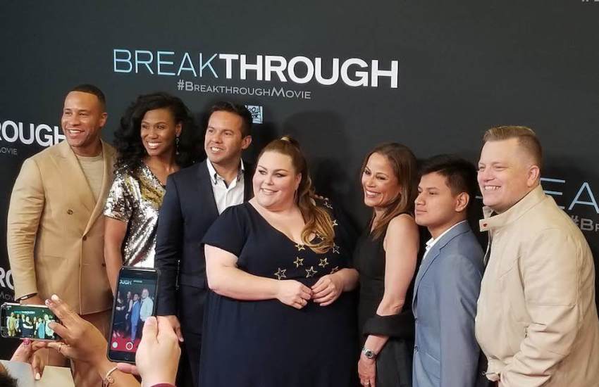 (L to R) Devon Franklin Priscilla Shrier, Samuel Rodriquez, Chrissy Mets, Roxann Dawson, John Smith, Jason Noble, Breakthrough Dallas Premiere, March 2019