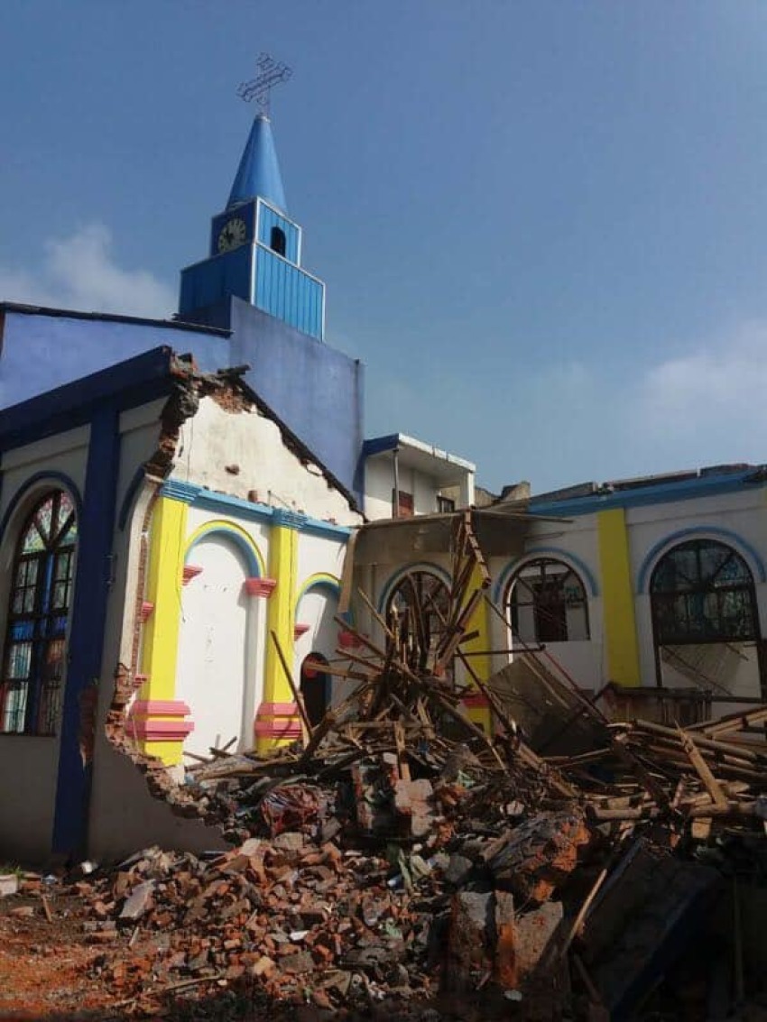 A church in the Hubei province of China was reportedly destroyed by authorities on April 12, 2019.
