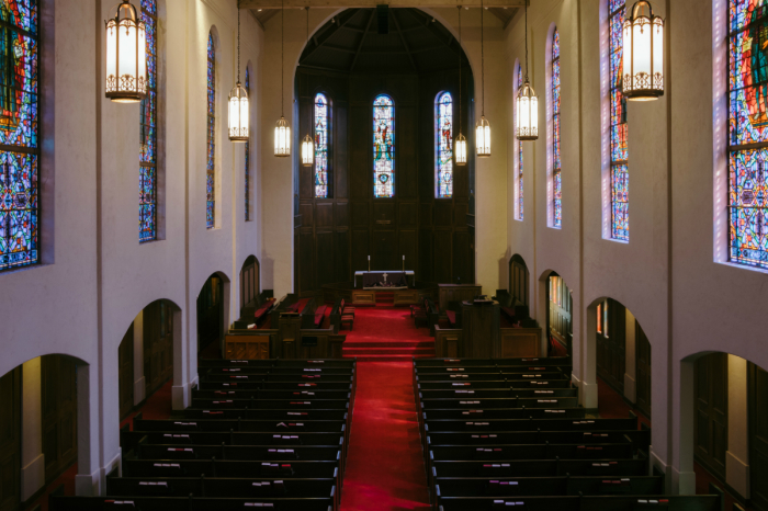 Lois Perkins Chapel on the campus of Southwestern University has a splendid collection of stained glass windows. 