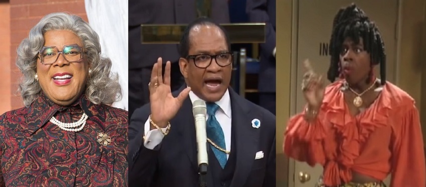 Bishop Patrick Wooden, Sr., (C), founder of the Upper Room Church of God in Christ in Raleigh, N.C., blasted fictional movie and television characters, Madea (L) and Sheneneh (R) as "wicked" on Sunday April 28, 2019.