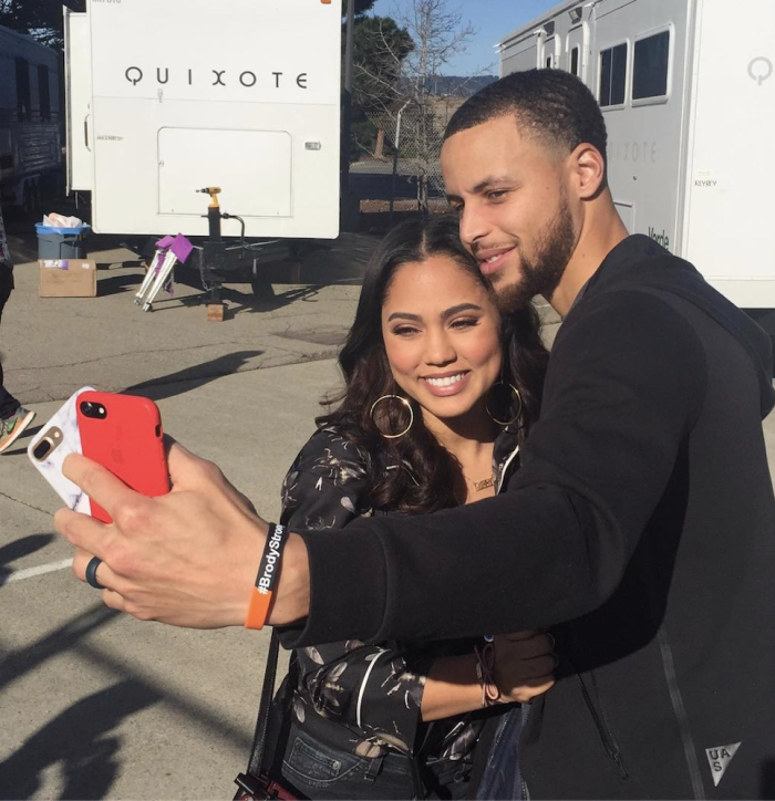 Steph and Ayesha Curry pose for a selfie, February 5, 2017