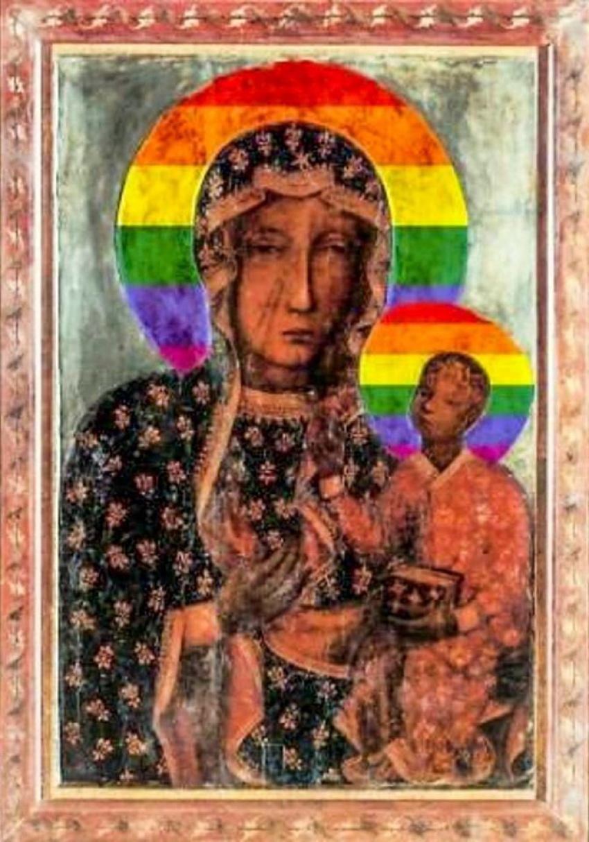 The desecrated image of The Black Madonna 