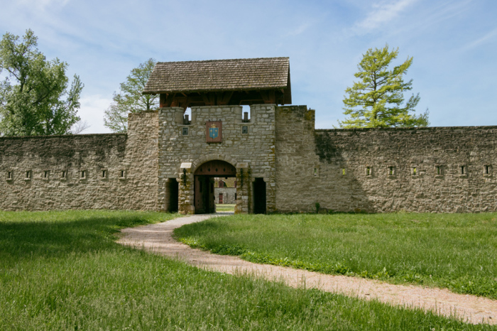 The reconstructed Fort de Chartres is located near Prairie du Rocher, Illinois. 