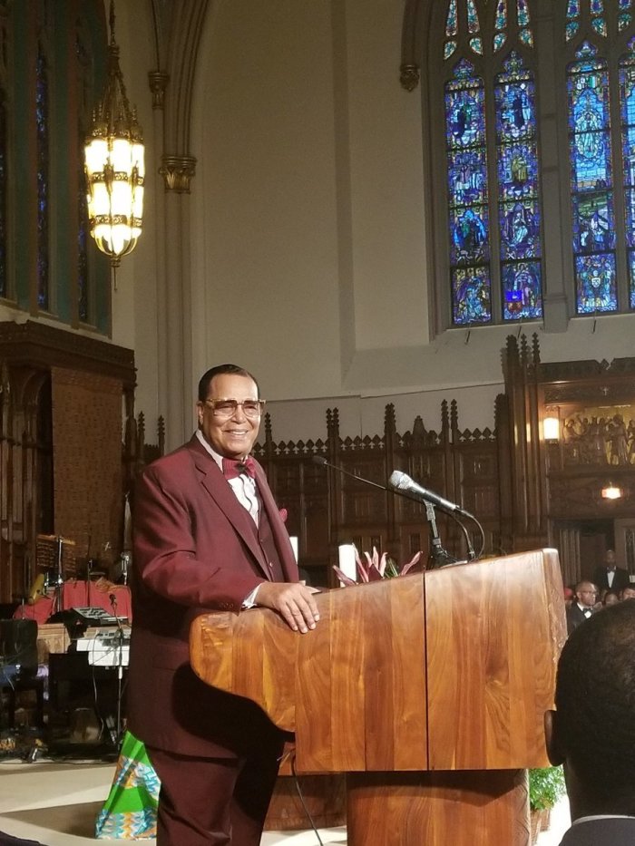 Nation of Islam leader Minister Louis Farrakhan speaks at the St. Sabina Church on Chicago's south side on Thursday May 9, 2019. 