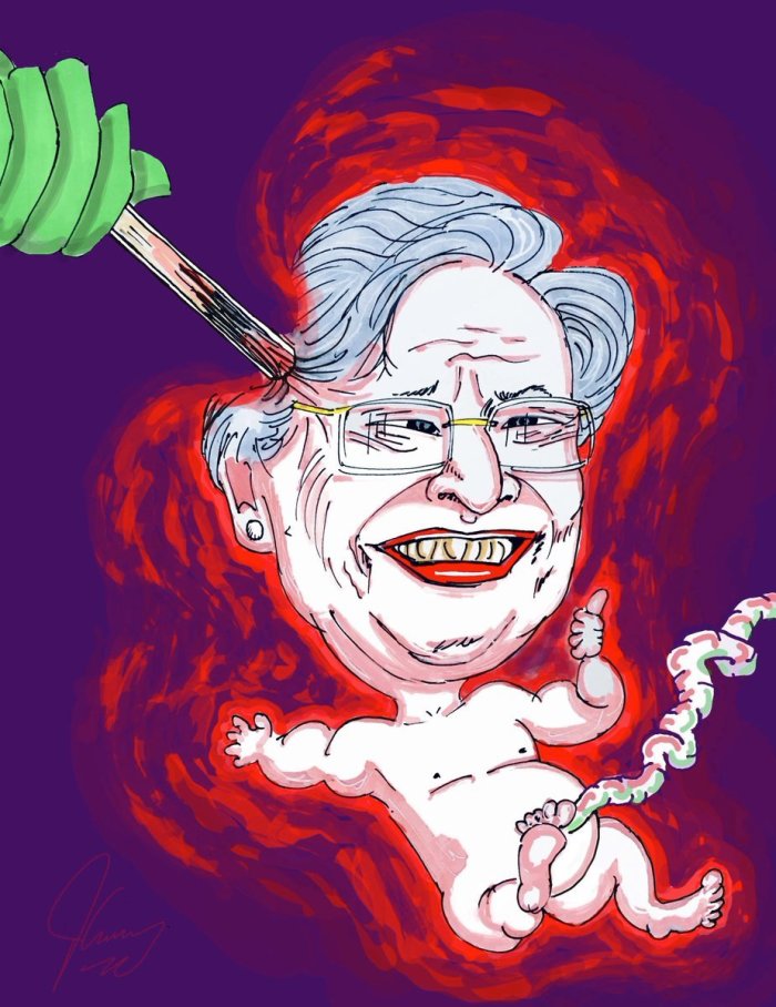 Actor Jim Carrey's controversial cartoon depicts the abortion of Alabama Gov. Kay Ivey being aborted.