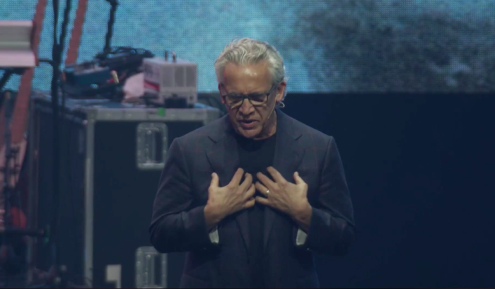 Bill Johnson speaks at Bethel Music's 'Heaven Come' conferenc at the Microsoft Theater in downtown Los Angeles. 