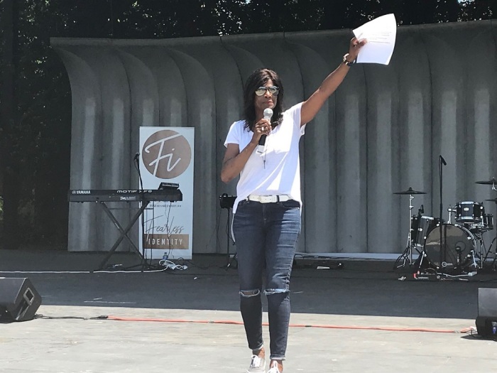 Janet Boynes shares her testimony at the Freedom March in Washington, D.C. on May 25, 2019. 