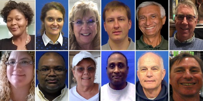 The 12 people killed on Friday May 31, 2019 after a man opened fire at the Virginia Beach Municipal Center in Virginia. From top left are: Laquita C. Brown, Tara Welch Gallagher, Mary Louise Gayle, Alexander Mikhail Gusev, Richard H. Nettleton, Christopher Kelly Rapp, Katherine A. Nixon, Ryan Keith Cox, Michelle Langer, Joshua O. Hardy, Robert Williams, and Herbert Snelling.
