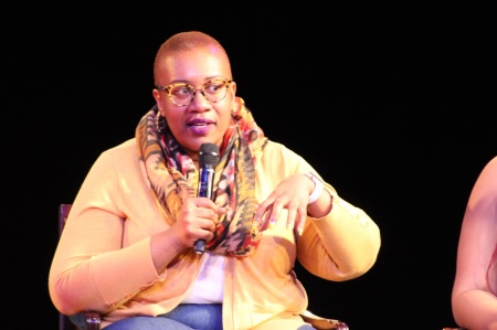 Rev. Alisha L. Gordon, executive minister of programs at The Riverside Church in Manhattan. N.Y. discusses how the black church can respond to rape at the screening of "The Rape of Recy Taylor" on June 5, 2019.
