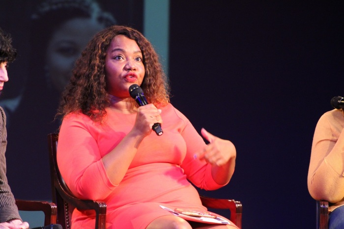 Atira Charles, CEO of Charles Consulting Group, explains how churches can approach supporting victims of rape after the screening of 'The Rape of Recy Taylor' at Riverside Church in Manhattan, N.Y., on Wednesday June 5, 2019. 