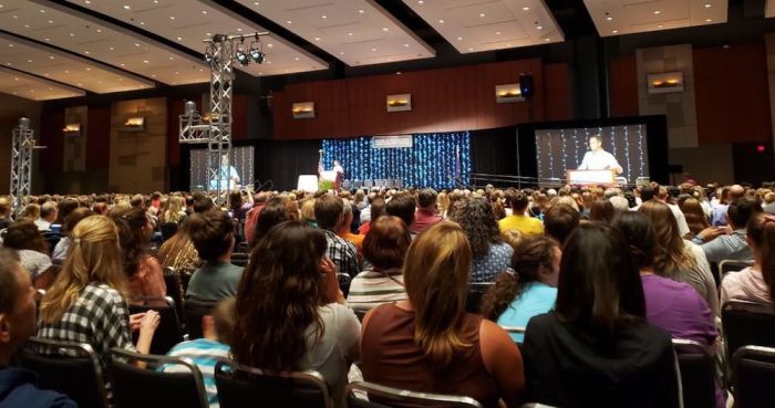 Actor Kirk Cameron speaks at the Virginia Homeschool Convention in Richmond on June 7, 2019.