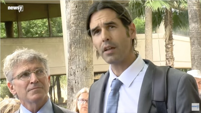 Scott Warren speaks with the press after a mistrial was declared in by a federal judge in Tucson, Arizona on June 11, 2019. 