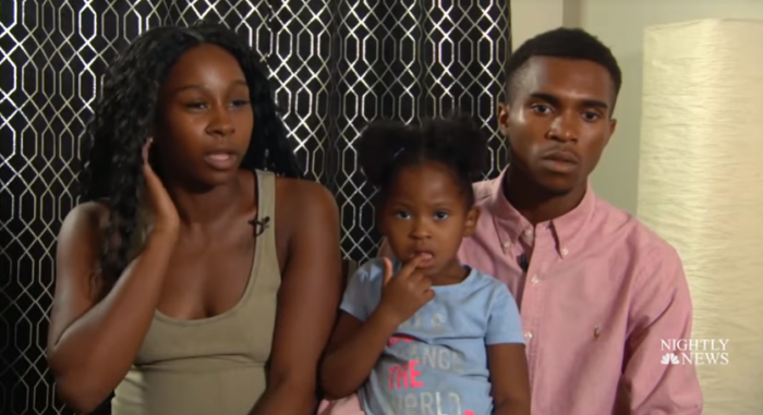 Dravon Ames and Iesha Harper are calling for justice after police pulled guns and threatened to shoot them after their 4-year-old daughter took a doll from a bargain store.