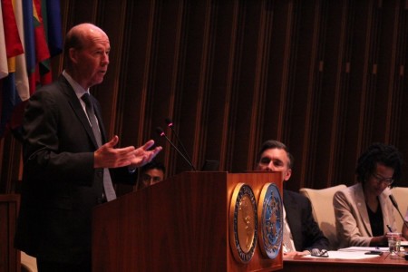 World Vision Vice President of Water Greg Allgood speaks during a convening of stakeholders for the WASH for Health Care Facilities initiative at the Pan American Health Organization headquarters in Washington, D.C. on June 19, 2019.