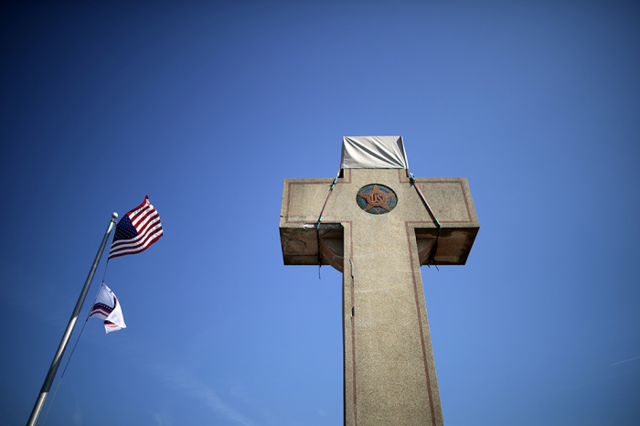 A 40-foot cross that honors 49 fallen World War I soldiers from Prince George’s County stands at the busy intersection of Bladensberg and Annapolis roads and Baltimore Avenue in Bladensberg, Maryland, February 28, 2019. 