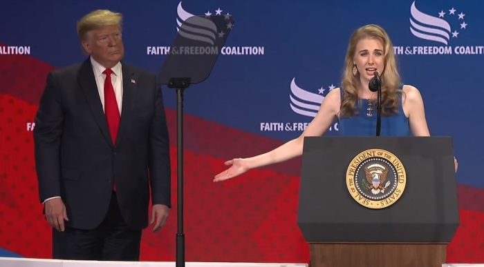 Natalie Harp speaks about President Donald Trump at the 2019 Faith & Freedom Coalition Road to Majority Conference in Washington, D.C. on June 26, 2019.