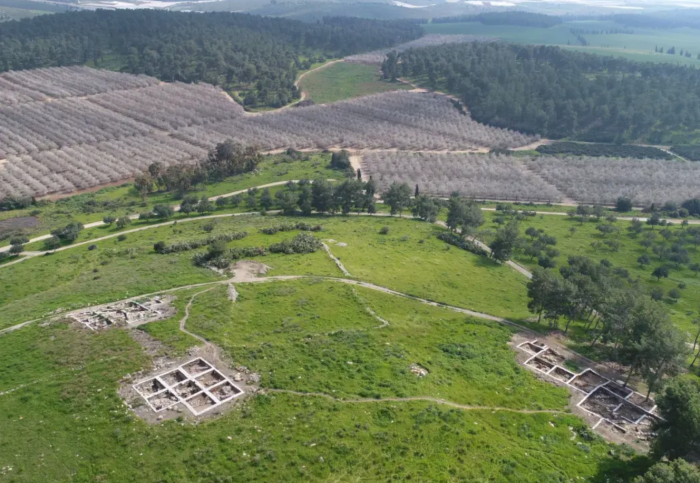 Aerial view of the archaeological site at Khirbet a-Ra’i, where researchers believe they have located the biblical city of Ziklag.