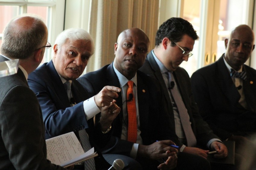 Ravi Zacharias speaks during the inaugural "At the Table" event, hosted at The Hay-Adams hotel in Washington, D.C., on July 10, 2019.