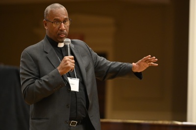 The Rev. Jimmie Hawkins, director of the Presbyterian Church (U.S.A.) Office of Public Witness, speaks at Compassion, Peace & Justice Training Day at New York Avenue Presbyterian Church in Washington D.C. on April 5, 2019. 