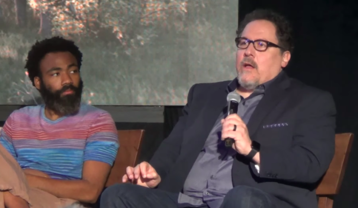 Donald Glover and Jon Favreau at the Global Press Conference for Disney's 'The Lion King.'