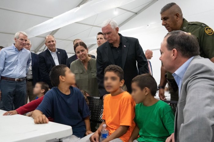 Vice President Mike Pence pays a visit to the McAllen Border Patrol Station in Texas on July 12, 2019.