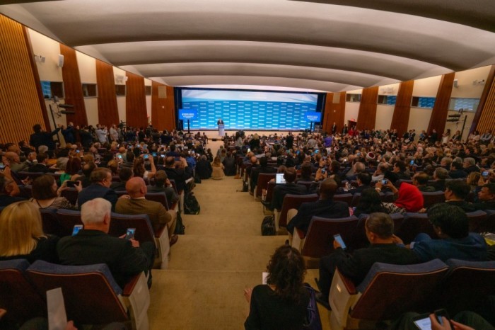 Attendees join the State Department's second Ministerial to Advance Religious Freedom at the Harry S. Truman Building in Washington, D.C., on July 16, 2019.