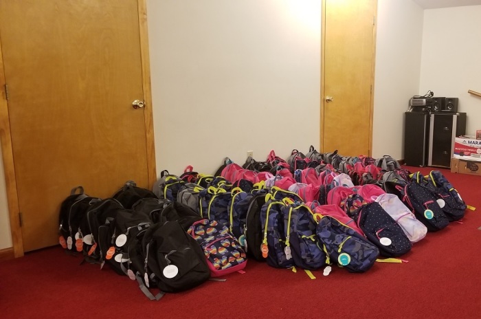 Faith Baptist Church of Vienna, West Virginia gathered up 100 backpacks full of school supplies to give to needy families on Saturday, July 27, 2019.