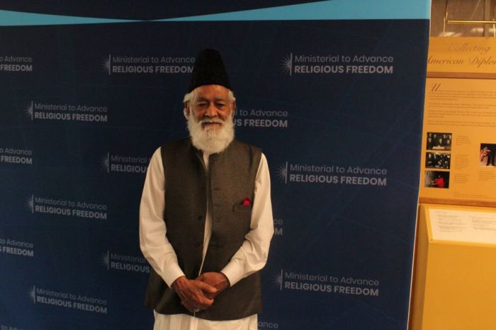 Abdul Shakoor poses for a photograph after speaking with reporters at the U.S. State Department Ministerial to Advance Religious Freedom on July 17, 2019. 