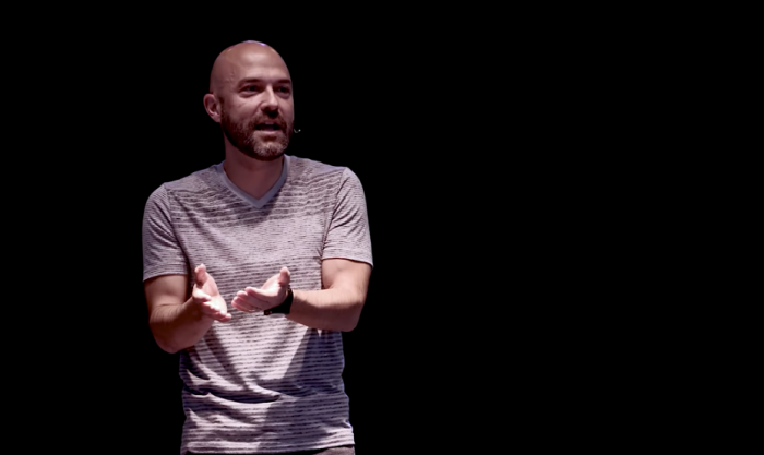 Joshua Harris gives a TED talk in 2017.