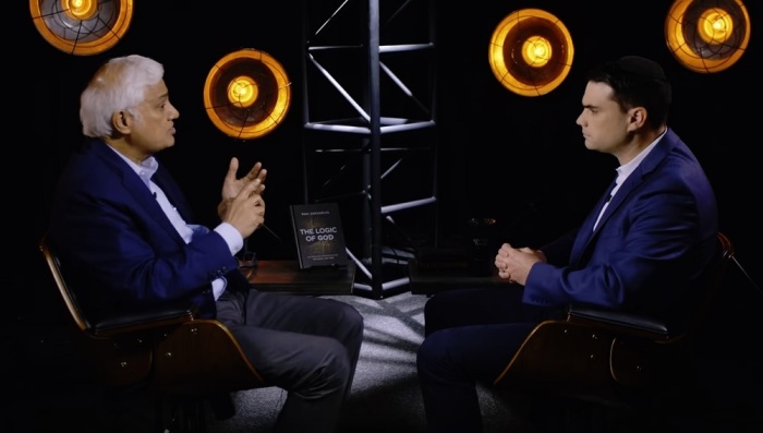 Ravi Zacharias speaks with Ben Shapiro during an interview on The Ben Shapiro Show on July 21, 2019. 