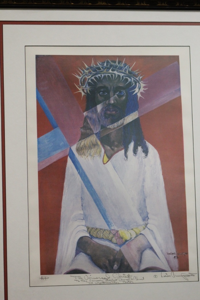 A painting of Jesus at Canaan Baptist Church in Harlem, New York.