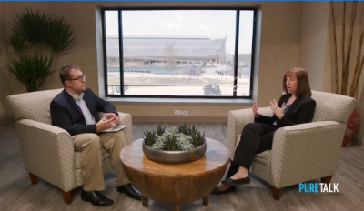 Dr. Georgia Purdom (R), a scientist with a Ph.D. in molecular genetics from The Ohio State University, talks about evolution and creation.