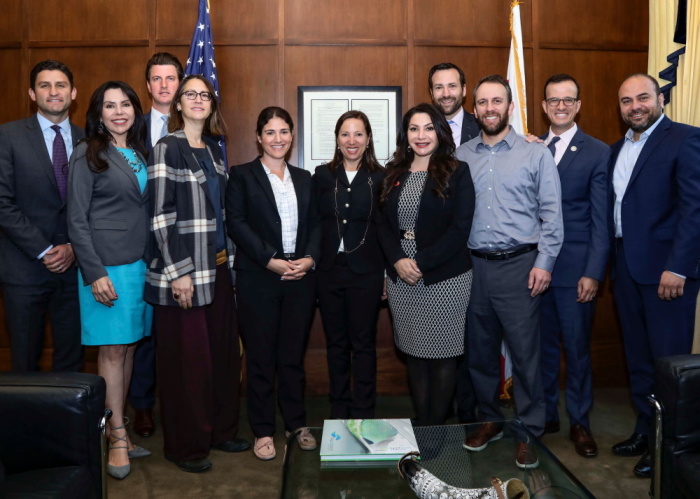 The California Jewish Caucus pictured with California Lt. Gov. Eleni Kounalakis. 