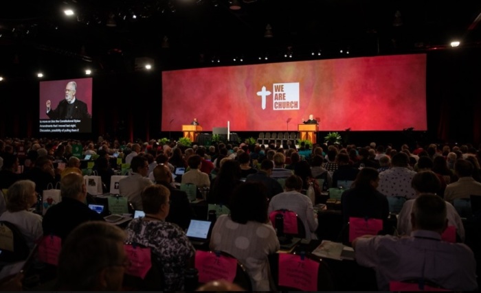 Evangelical Lutheran Church in America Presiding Bishop Elizabeth Eaton’s reelection was announced on the first ballot at the ELCA Churchwide Assembly on Tuesday, August 6, 2019 in Milwaukee, Wisconsin. 