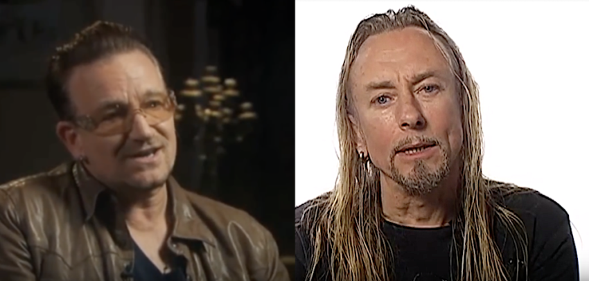 (L) U2 frontman Bono and best friend (R) Guggi