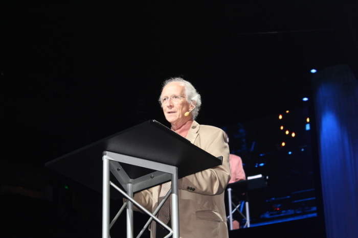 Theologian John Piper appears at the Sing! Conference in Nashville, Tennessee, on Aug. 20, 2019.