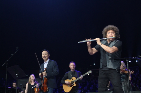 Flutist Pedro Eustache performa alongside David Kim at the Sing! 2019 Conference in Nashville, Tennessee, on Aug. 20, 2019.