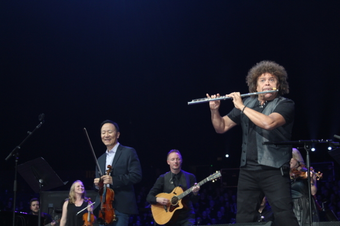 Flutist Pedro Eustache performa alongside David Kim at the Sing! 2019 Conference in Nashville, Tennessee, on Aug. 20, 2019. 