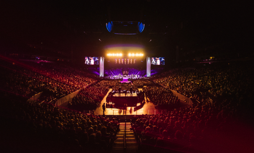 Over 13,000 people gathered for a night of praise and worship led by Keith and Kristyn Getty at Bridgeston Arena in Nashville, Tennessee, on Aug. 20, 2019.