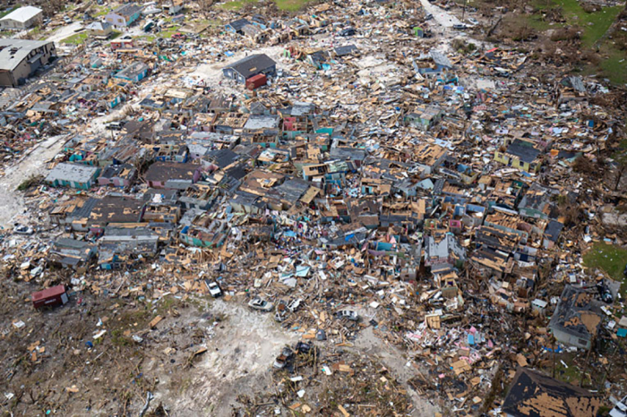 An aerial view of the widespread devastation in the Abaco Islands, Bahamas, on Sept. 6, 2019. 