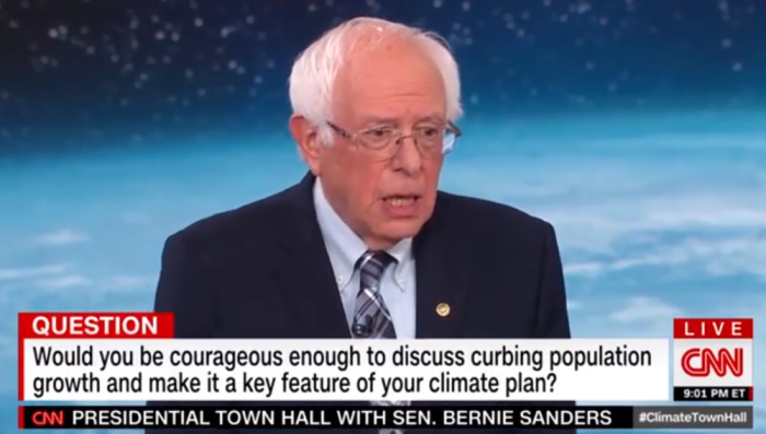 Bernie Sanders at CNN Town Hall on climate change, September 5, 2019. 